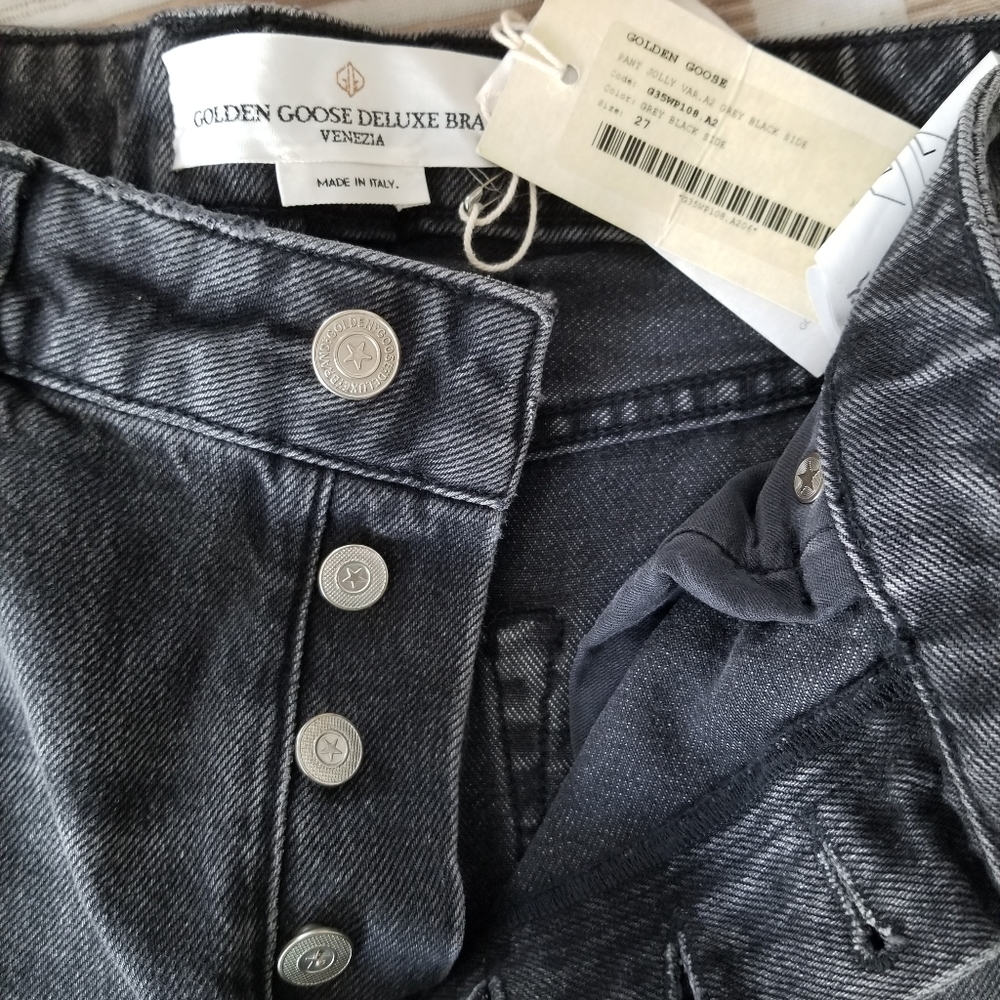 Golden Goose Jolly Distressed Carrot Fit Jeans Black Gray Size 27 - Picture 12 of 15